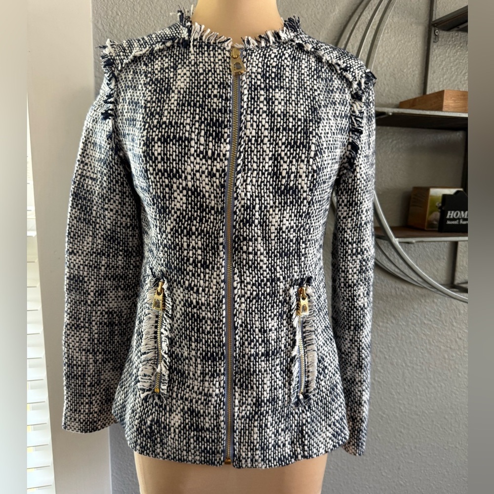 NWOT Sail to Stable Tweed Zip Up Blazer Size XXS Fringe